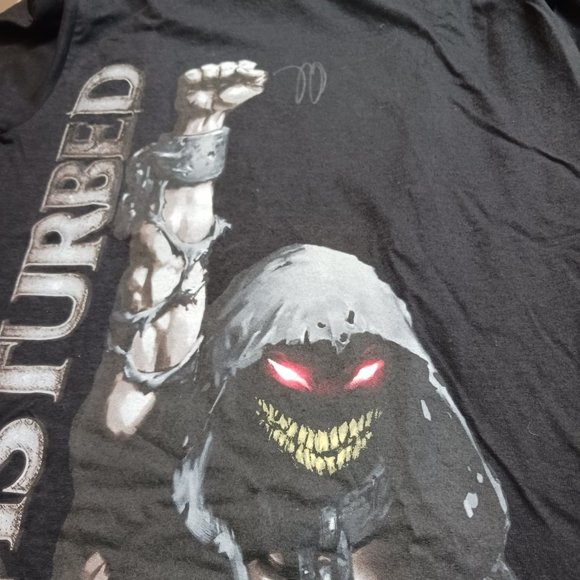 Disturbed " Up Yer Fist" Autographed Signed  David Draiman Graphic Band T Shirt - Picture 4 of 9